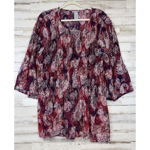 Catherines Button Down Shirt Size 3X Fairycore Whimsigoth Paisley Stretch - Picture 1 of 7